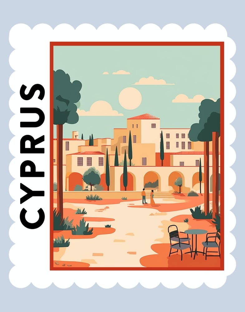 Cyprus Travel Stamp Poster