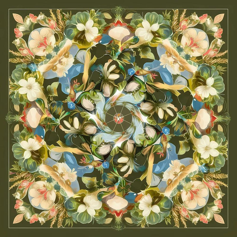 Floral Pattern On A Green Background