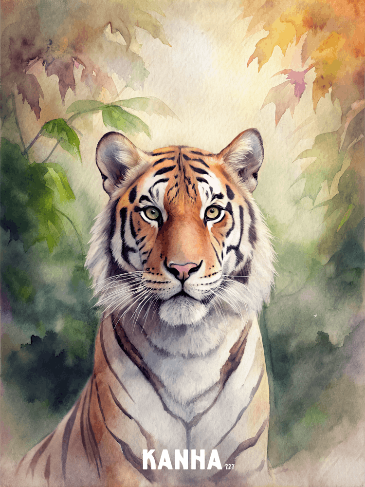 Kanha National Park Tiger watercolor painting
