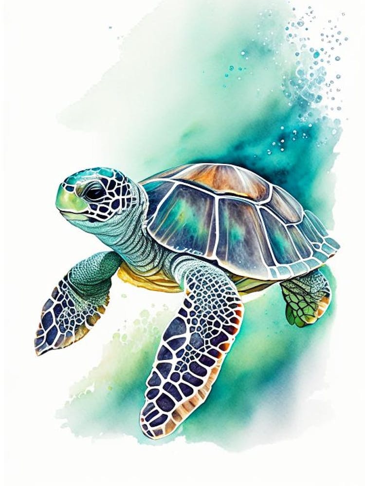 Conservation Sea Turtle, Sea Turtle Watercolour 2
