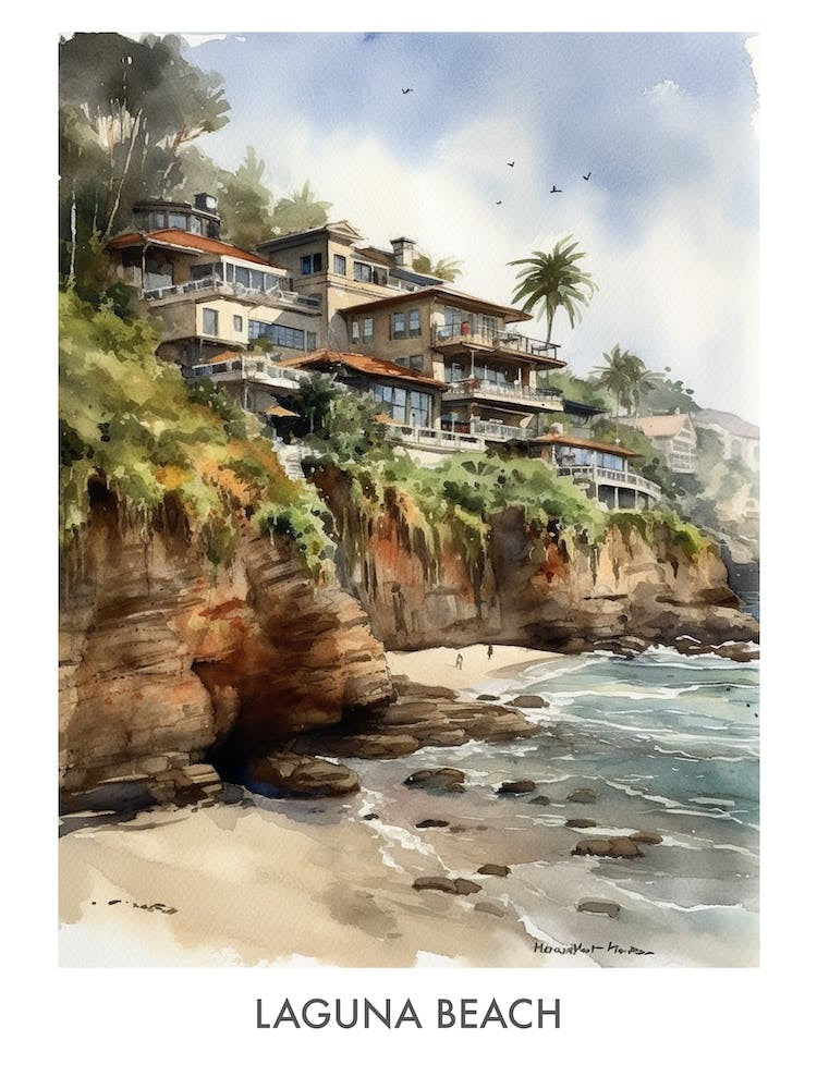 Laguna Beach Watercolor 3travel Poster