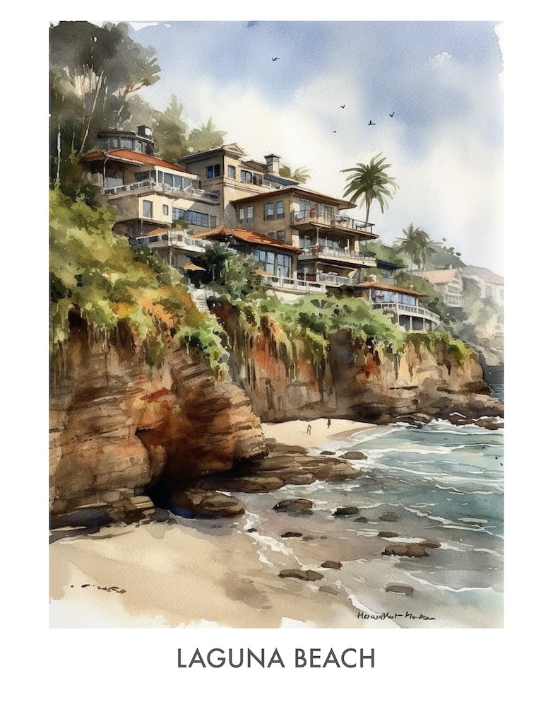 Laguna Beach Watercolor 3travel Poster