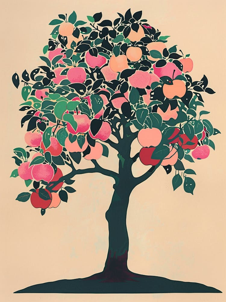 Apple Tree Colourful Illustration 4