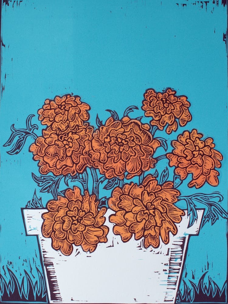 Pot Of Marigolds