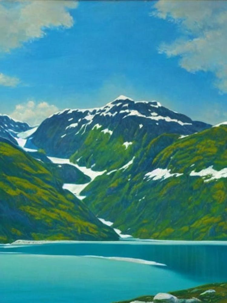Jostedalsbreen National Park Norway Blue Oil Painting 1 