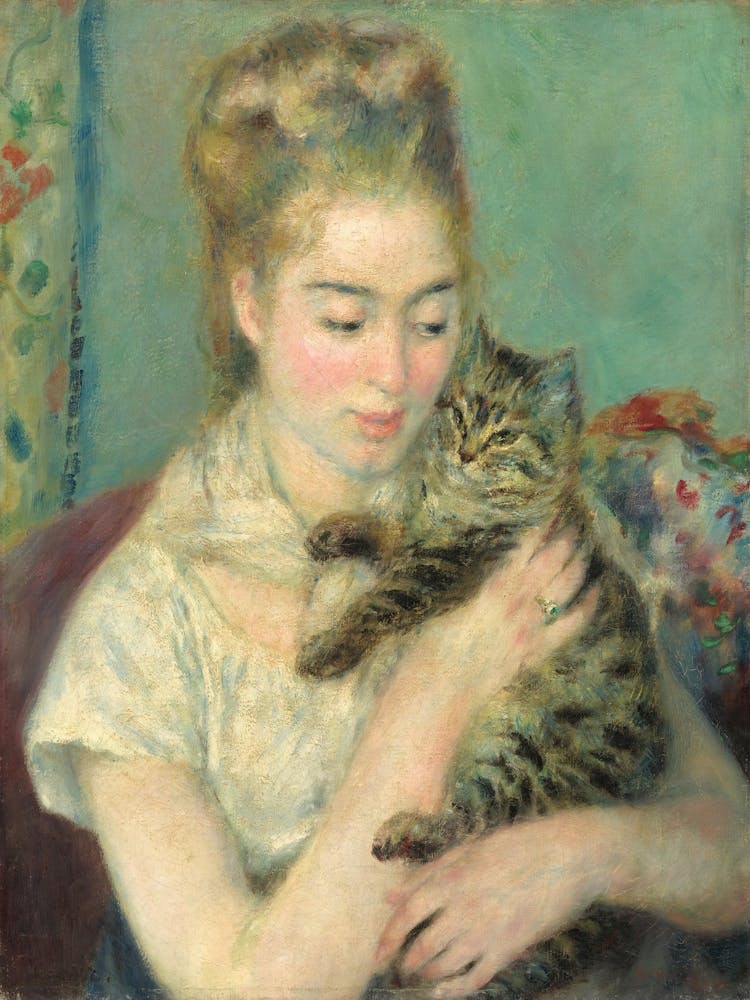 Woman With A Cat, Pierre Auguste Renoir