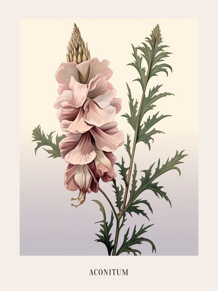 Floral Illustration Aconitum 2 Poster