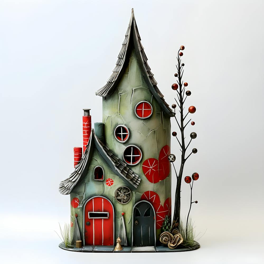 Whimsical Christmas Elf House Handmade Fairy Cottage Rustic Holiday Decor Unique Winter Wonderland Centerpiece Fantasy Home Gift