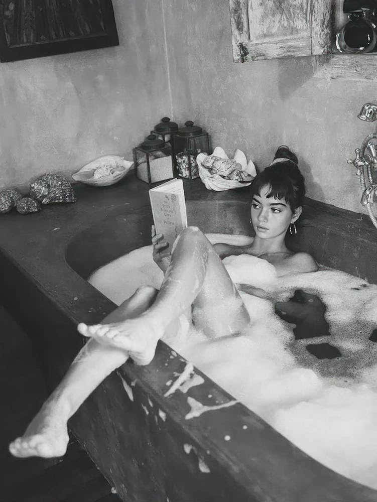 Girl Reading In Bathtub