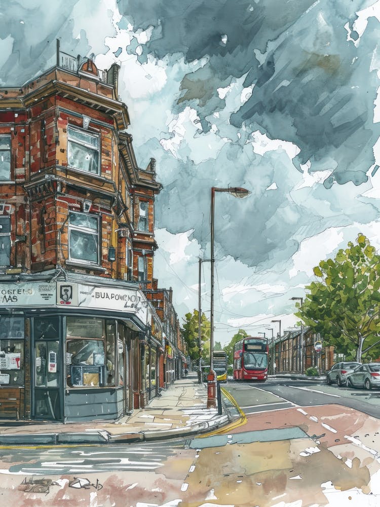 Waltham Forest London Borough   Street Watercolour 3