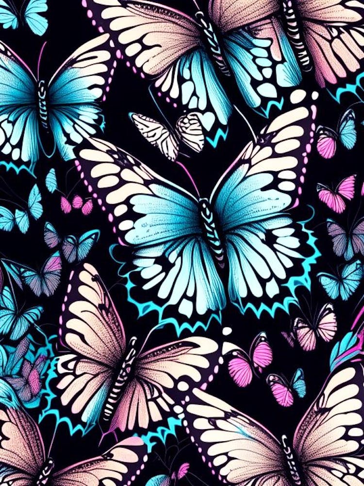 Butterflies Repeat Pattern Graffiti Illustration 1