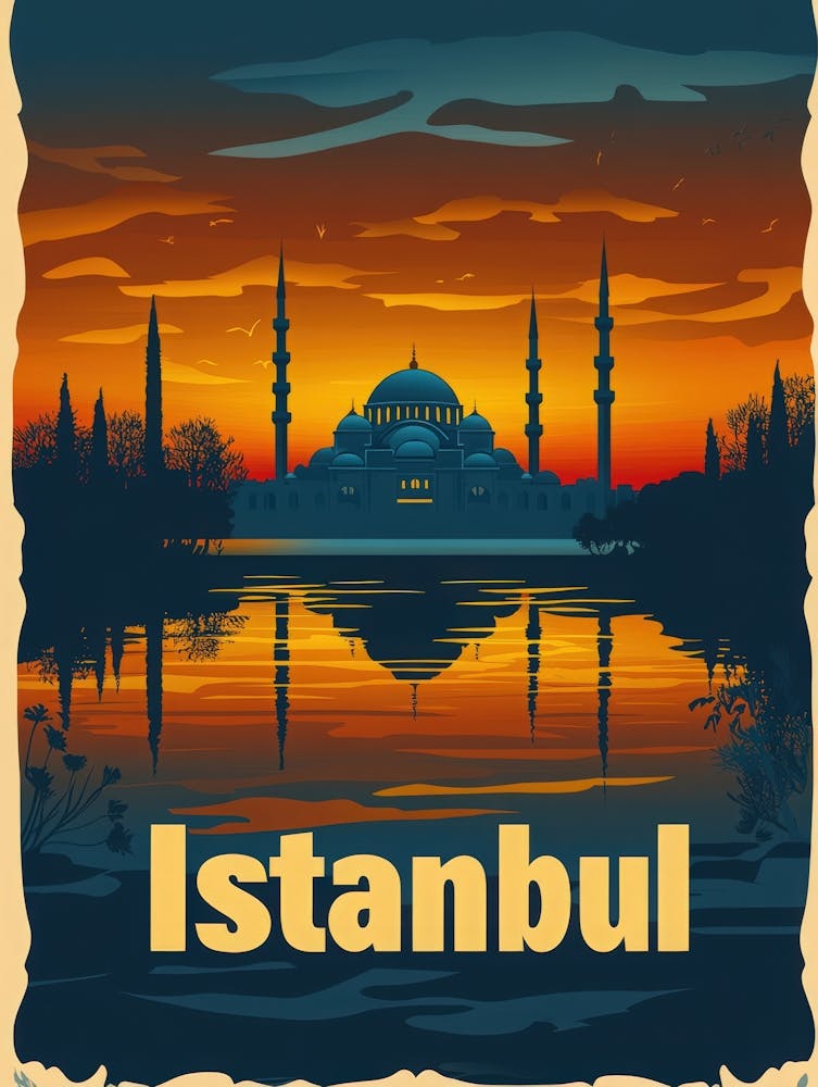Aihrgdesign A Retro Travel Poster For Istanbul Featuring The 1