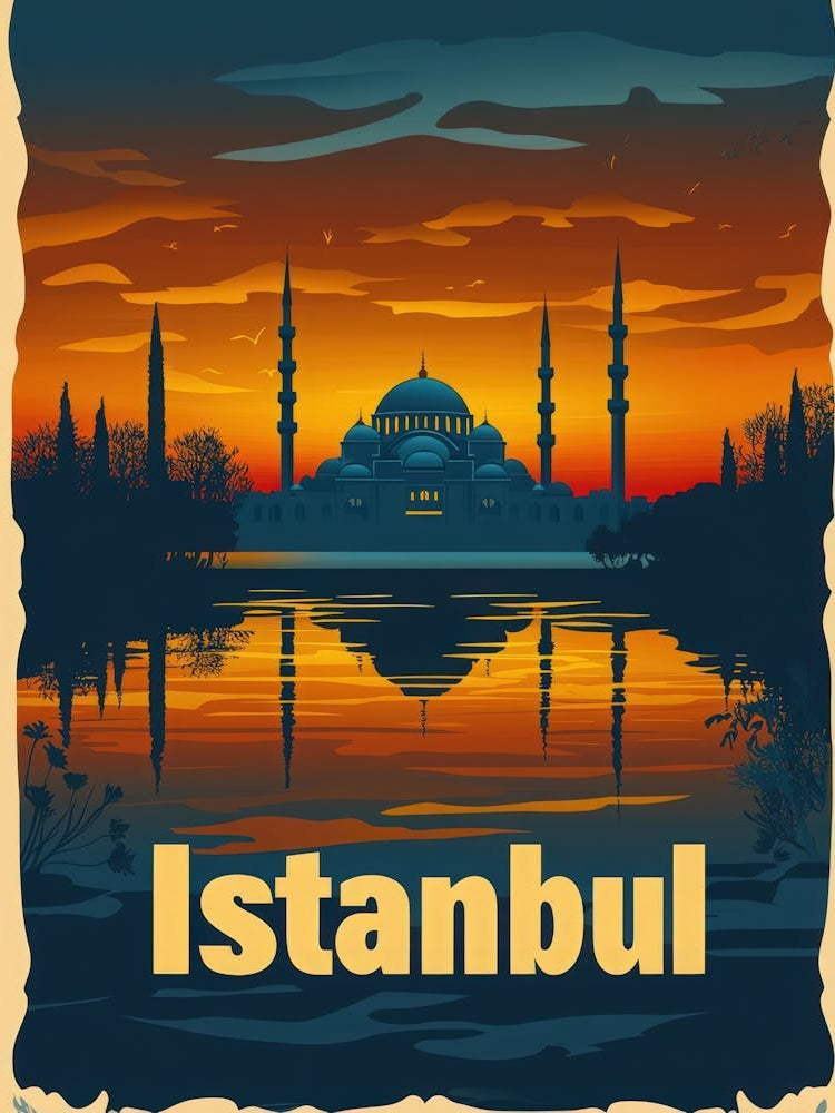 Aihrgdesign A Retro Travel Poster For Istanbul Featuring The 1