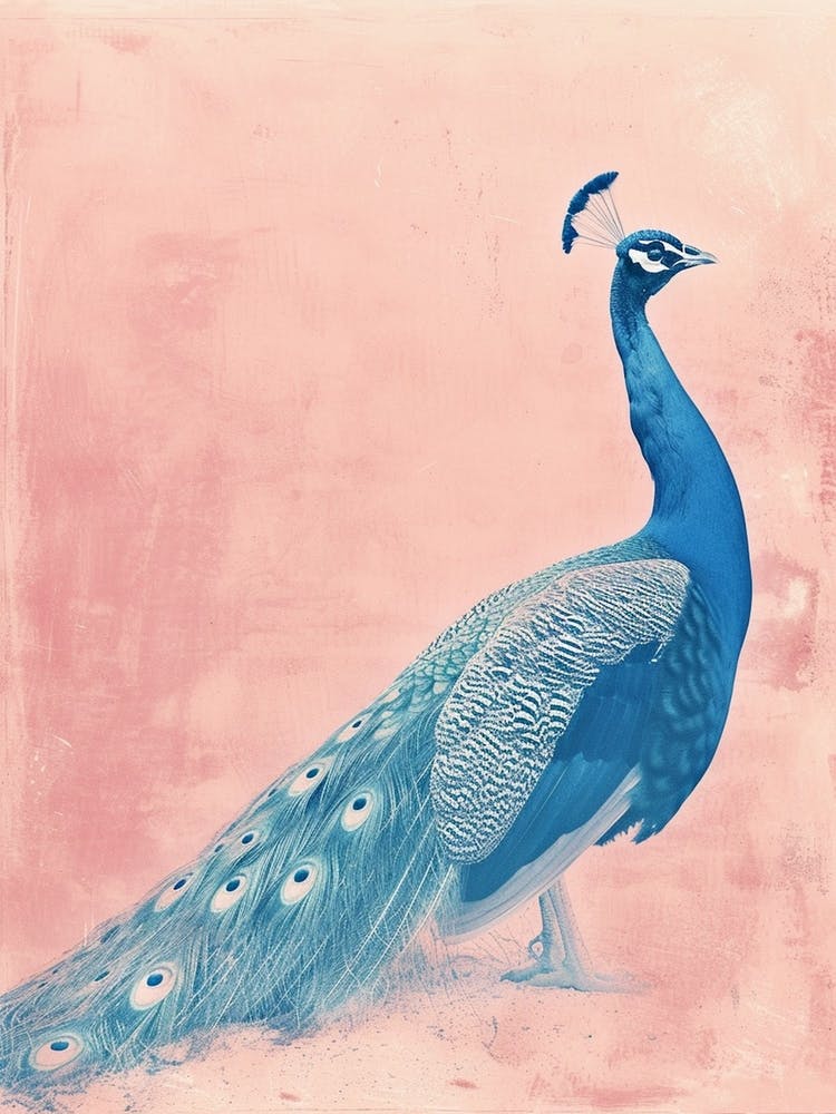 Peacock In The Wild Cyanotype Inspired 1