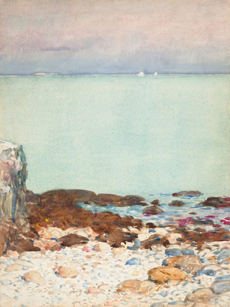 Côte Rocheuse, Couleurs Pastel Douces Art Paysager Vintage