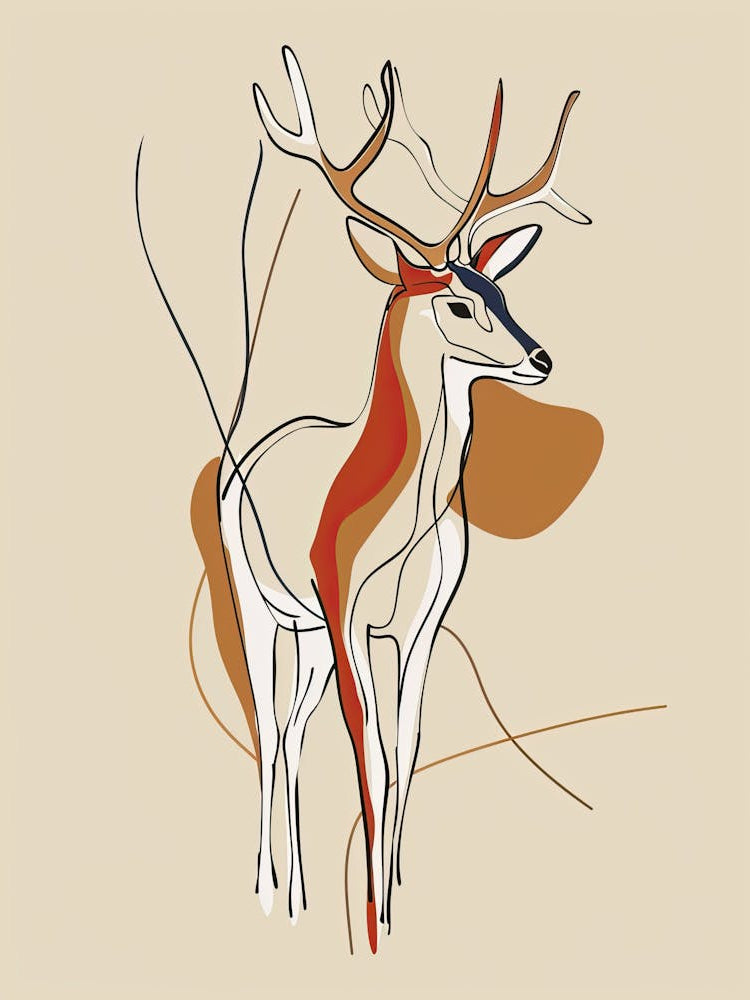 Deer - Boho, Line Art 8