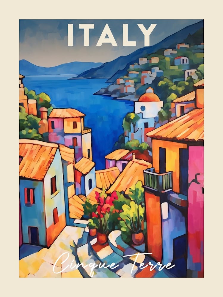 Cinque Terre Italy 1 Fauvist Painting  Travel Poster