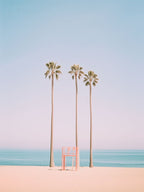 Three Palm Trees On The Beach in Pastel Tones
