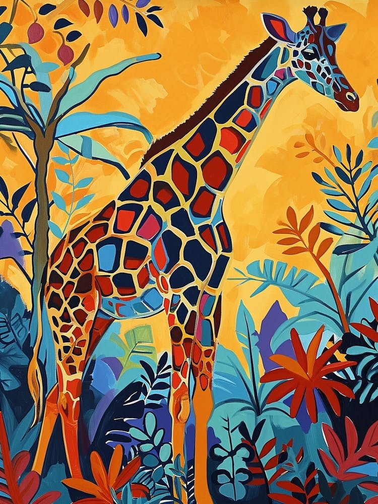 Geometric Watercolour Style Giraffe 2