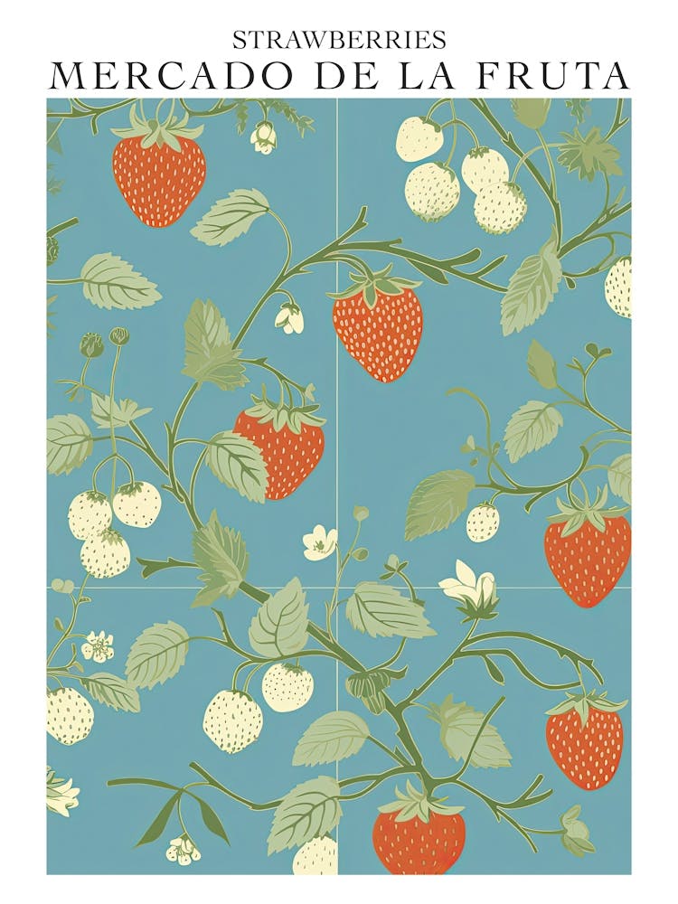 Mercado De La Fruta Strawberries Illustration 7 Poster