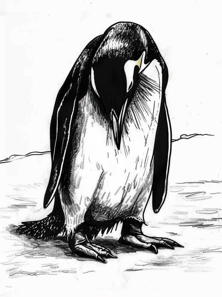 Emperor Penguin Grooming Their Feathers 2