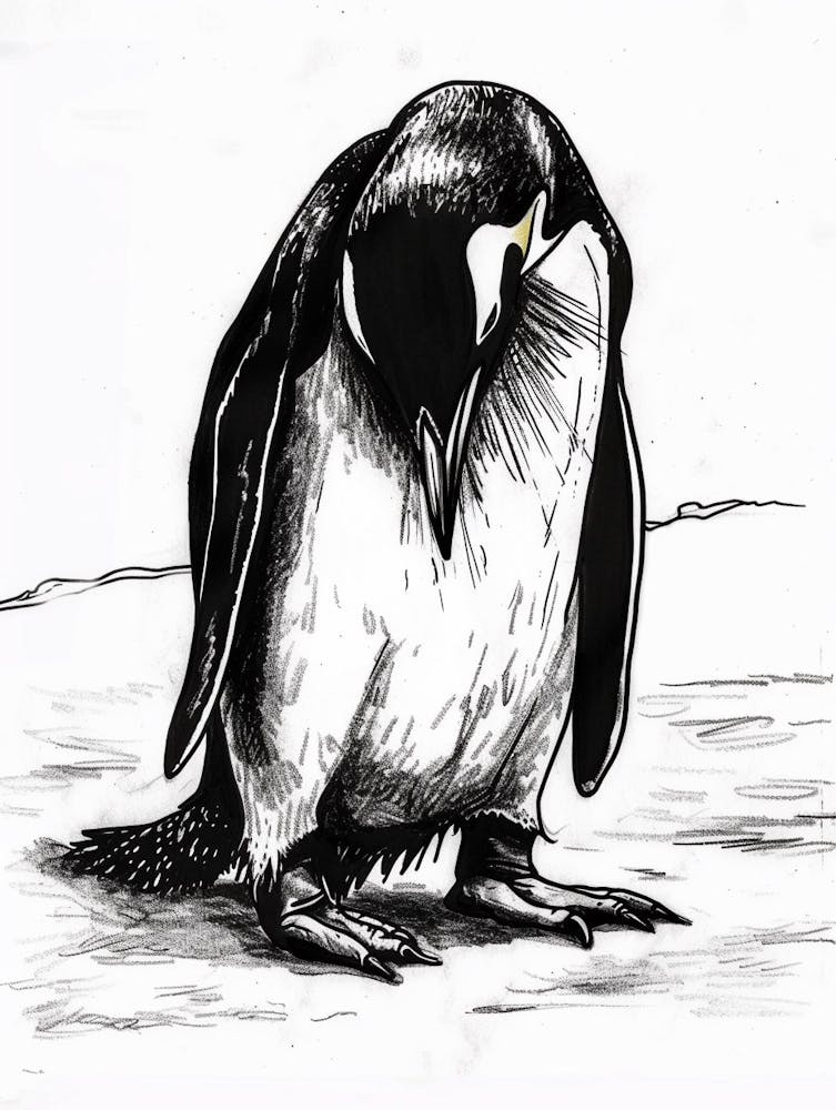 Emperor Penguin Grooming Their Feathers 2