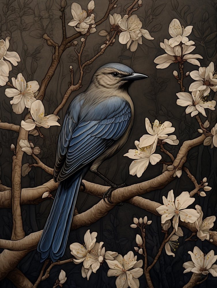 Dark And Moody Botanical Bluebird 3