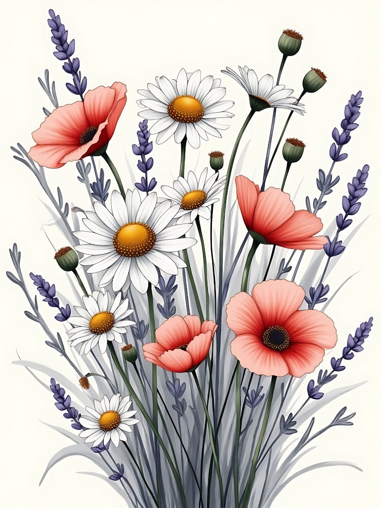 Wildblumen in warmem Aprikosenglanz
