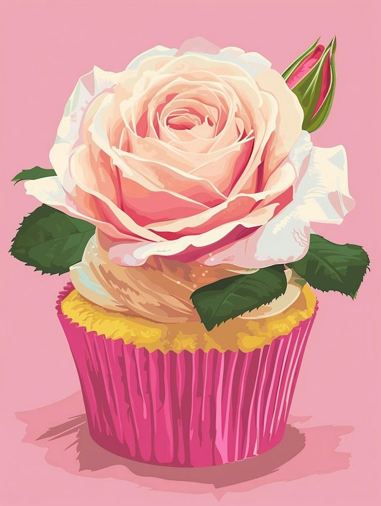 English Roses Painting Rose In A Cupcake 2