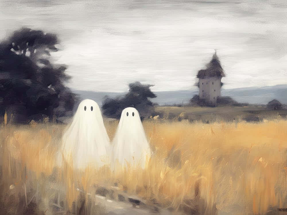 Cute Bedsheet Ghosts, Countryside Vintage Style, Halloween Spooky