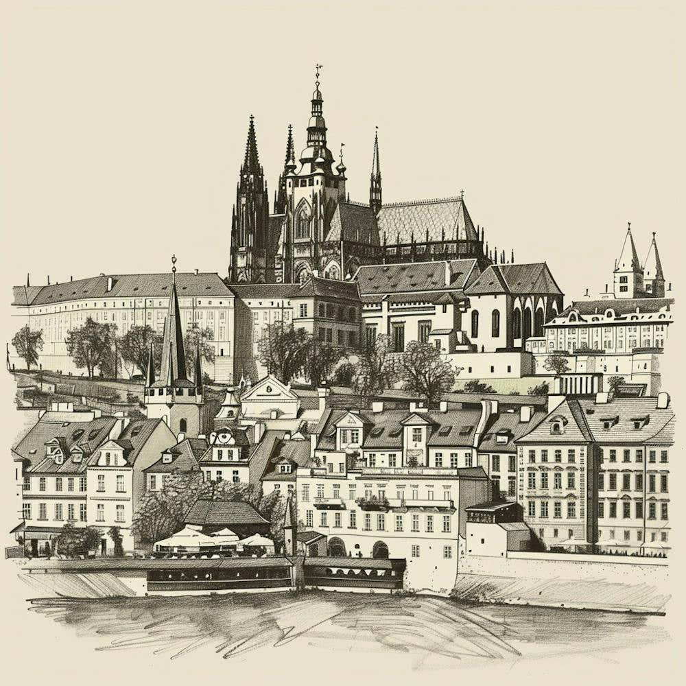 A Prague Castle In Prague Hand Drawn Sketch Illu 1720028371 2