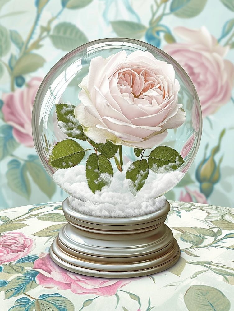 English Roses Painting Rose In A Snow Globe 3