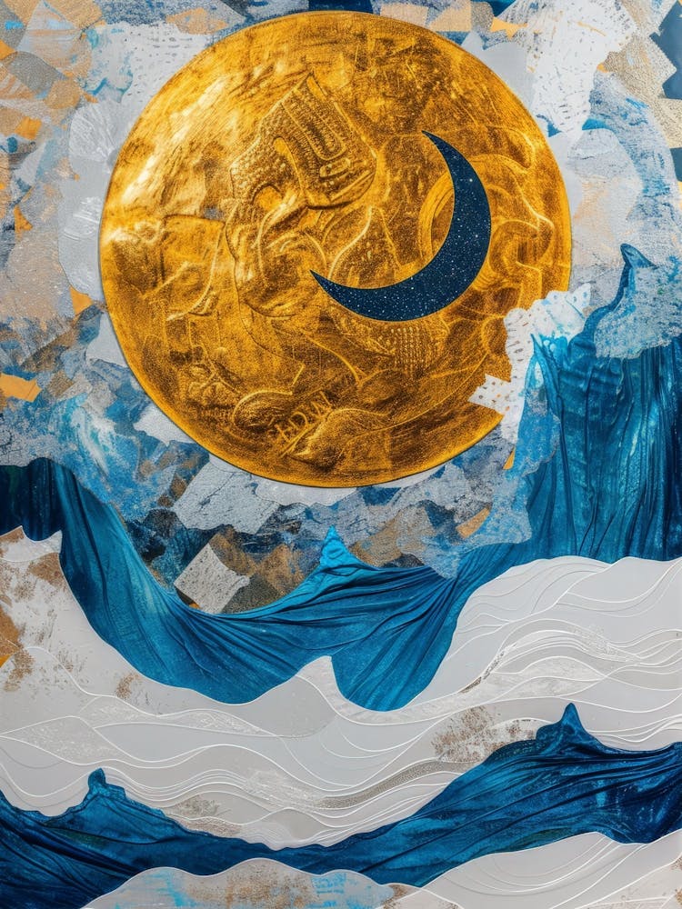 Moon And Waves