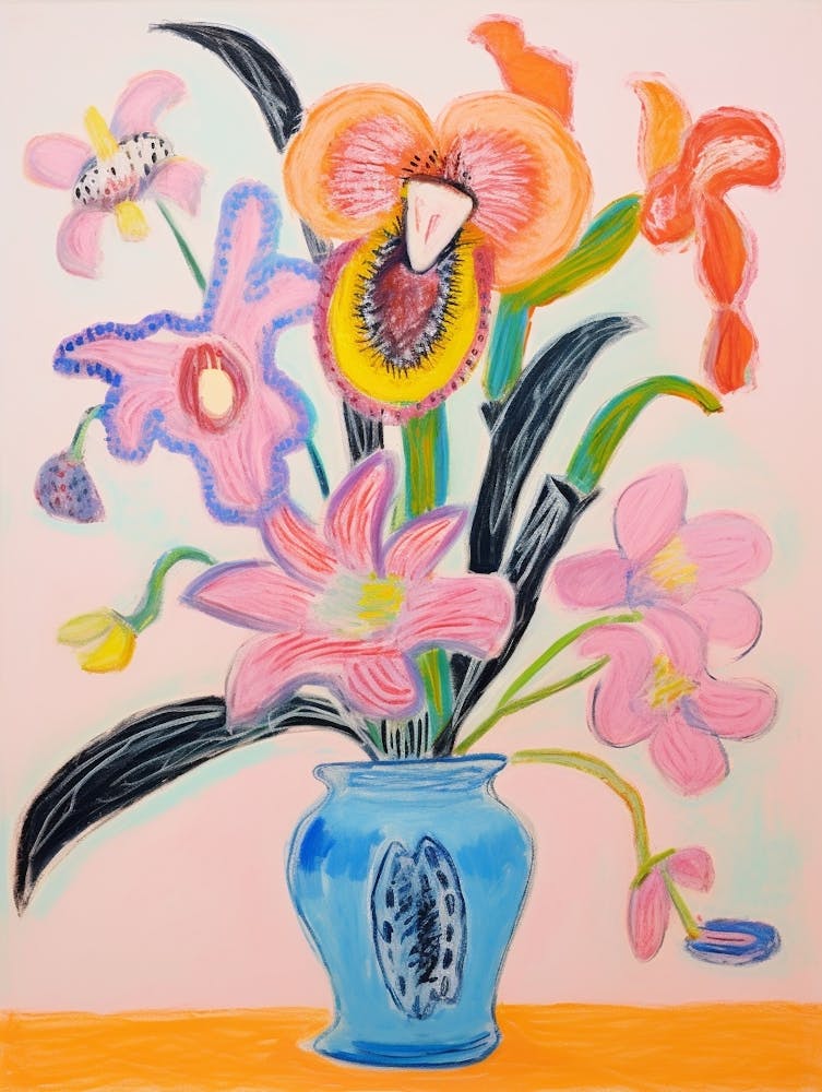Peinture Florale Style Fauviste Monkey Orchid 1