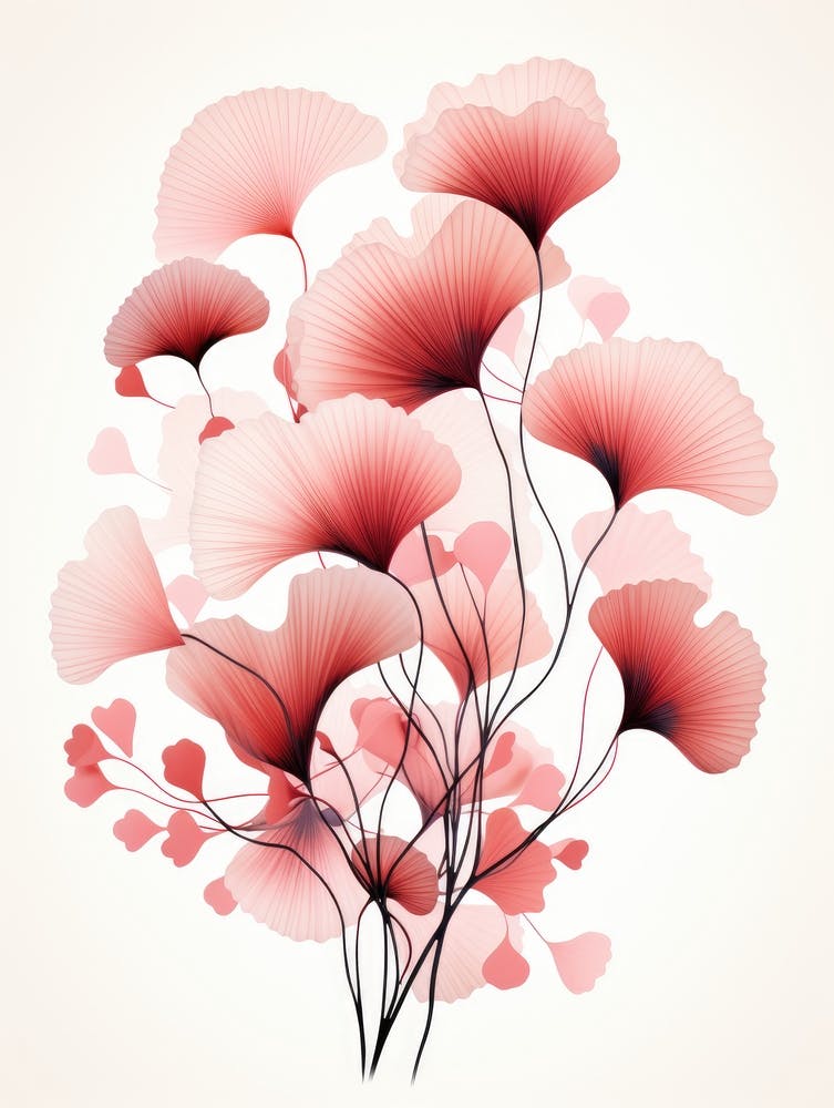 Pink Ginkgo Leaves 1