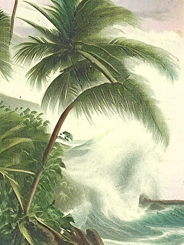 Crashing Waves Landscapes Waterscape Vintage Illustration 2