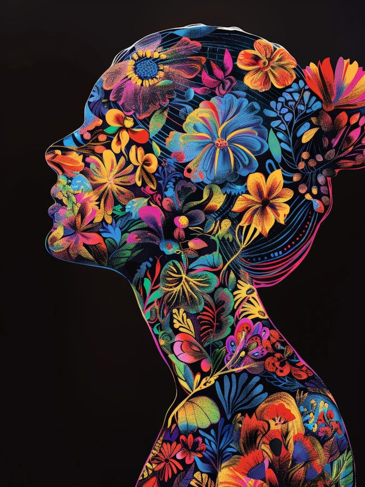 Flower Portrait Of A Woman