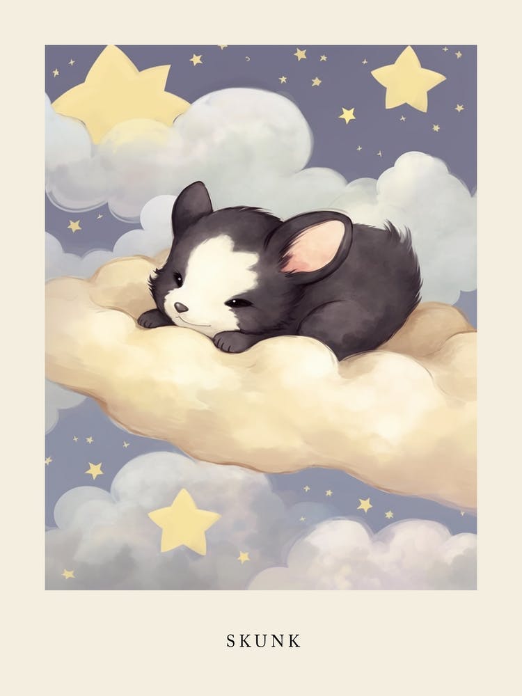 Sleeping Baby Skunk 2 Nursery Poster