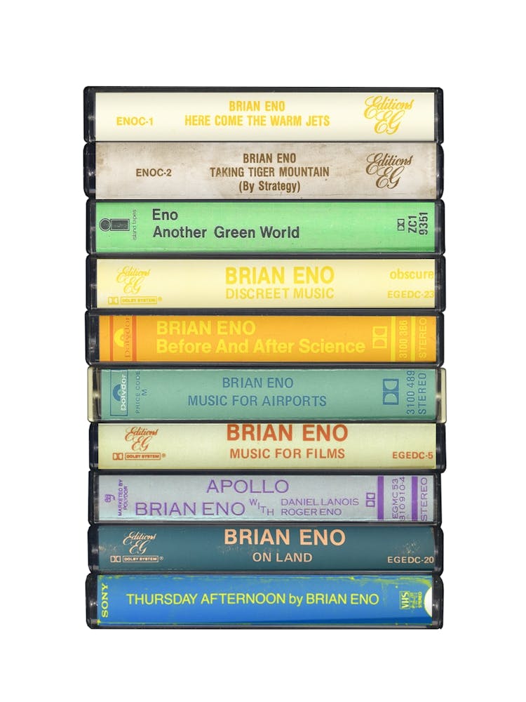 Brian Eno - Music Poster - Albums on Cassette Print