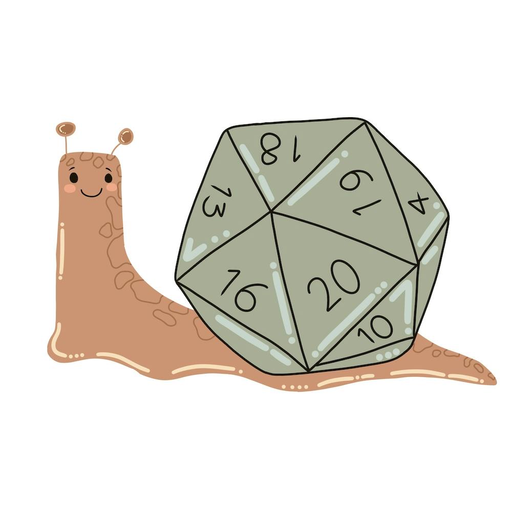 D20 dice snail dungeons and dragons