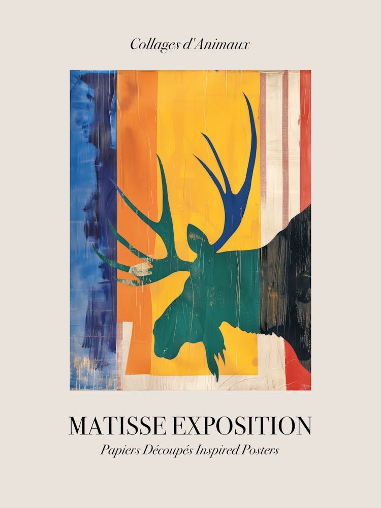 Moose 3 Matisse Inspired Exposition Animals Poster