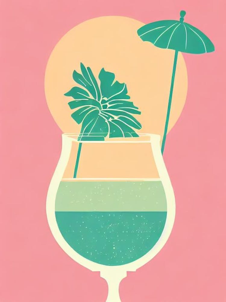 Blanc De Blancs Retro Pink Cocktail Poster