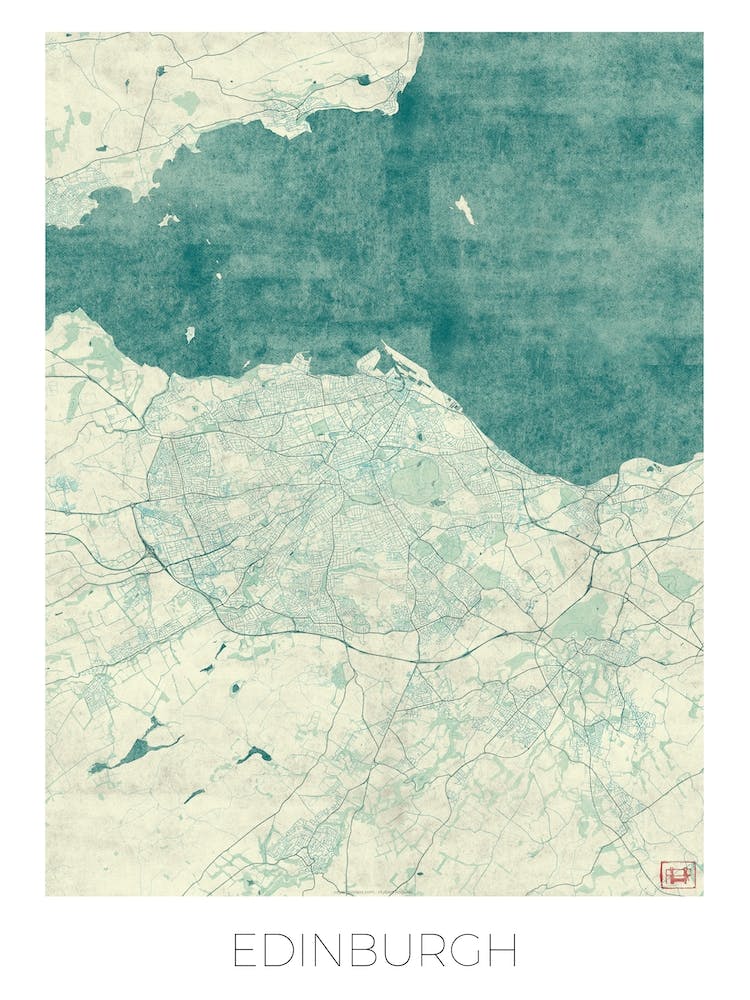 Edinburgh Map Vintage in Blue