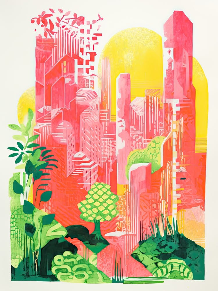 Butchart Gardens Abstract Riso Style 1