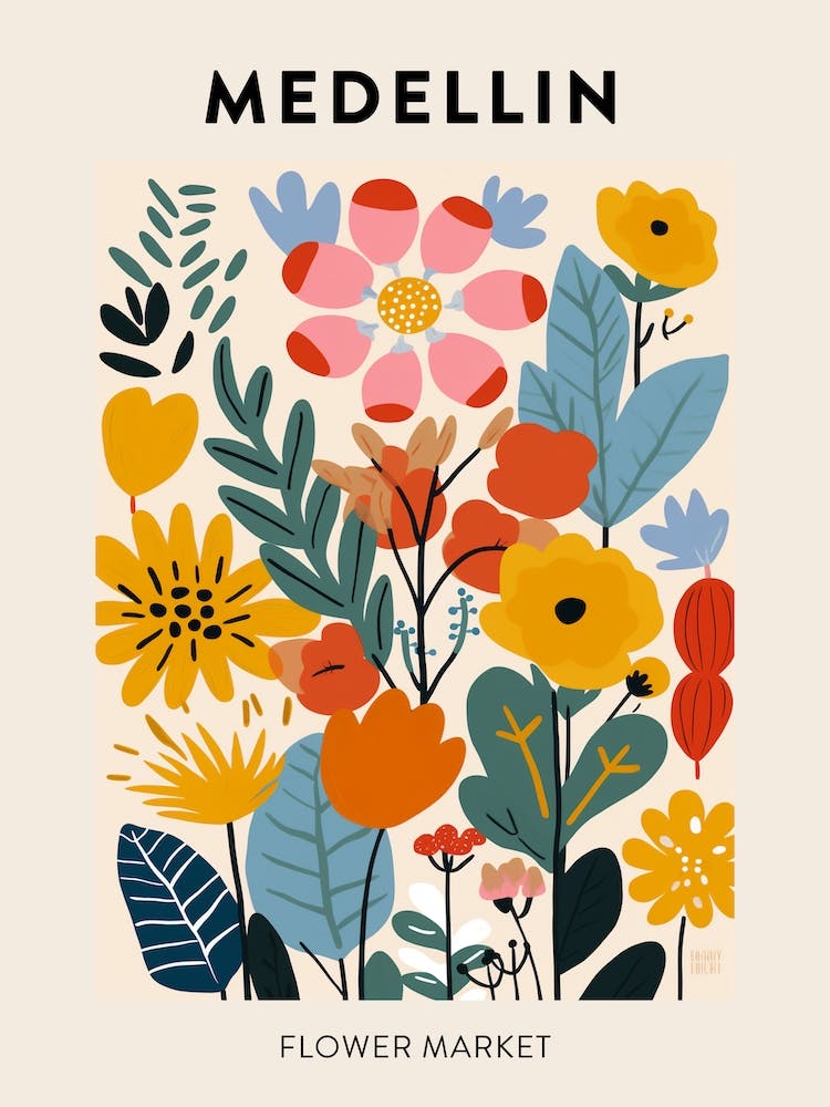 Flower Market Poster Medellin Colombia