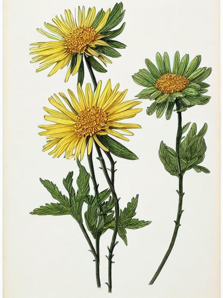Aster Vintage Botanical Flower