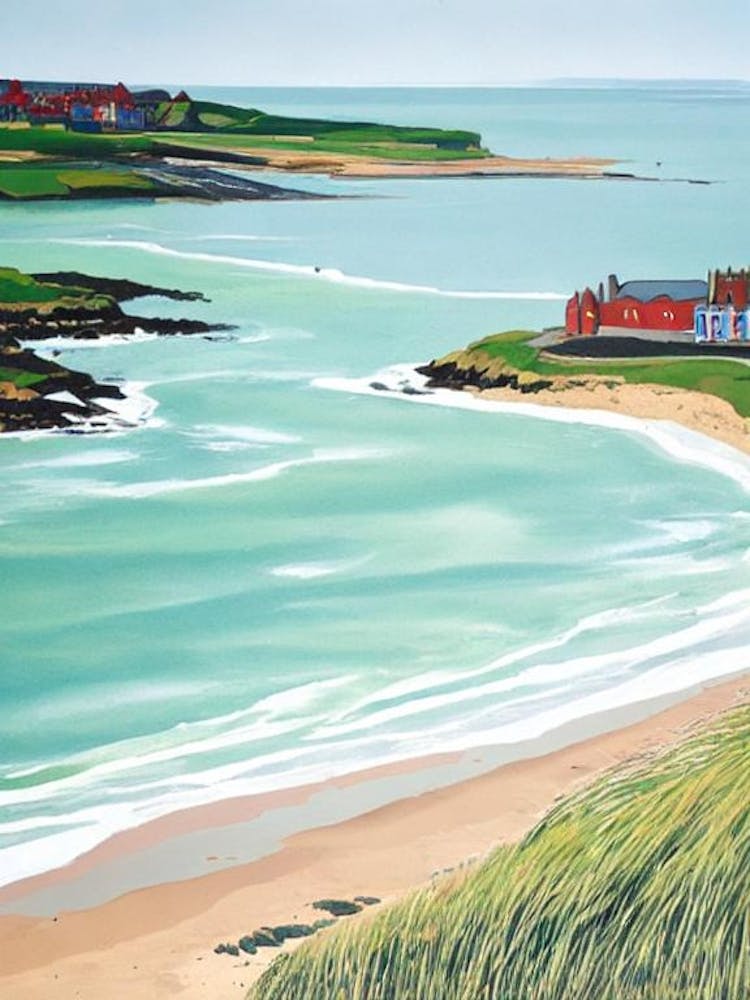 West Sands Beach, St Andrews, Scotland Contemporary Illustration 1 