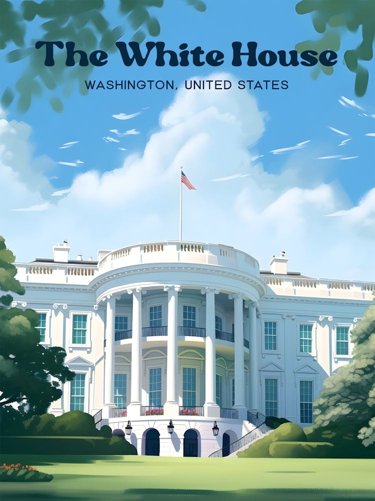 The White House Washington Political Modern Travel Art