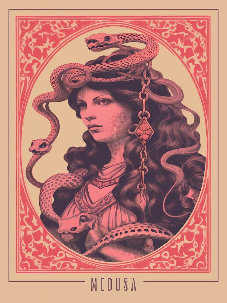 Medusa Pink Tarot Card 3