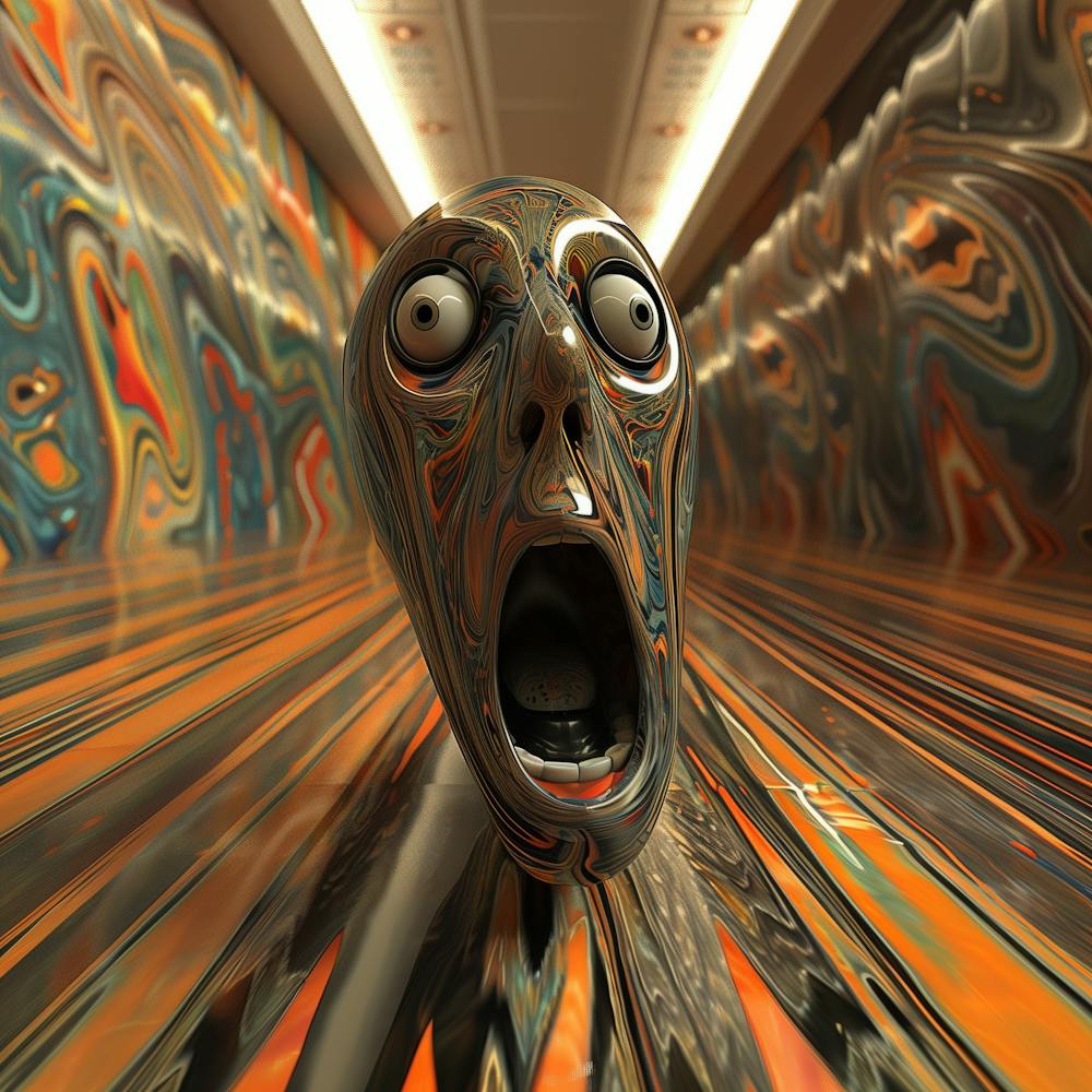 3D Illustration digital variation of the famous artwork The Scream